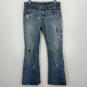 Seven 7 For All Mankind Jeans Women's 29 Blue Flared‎ Distressed Grunge Vintage